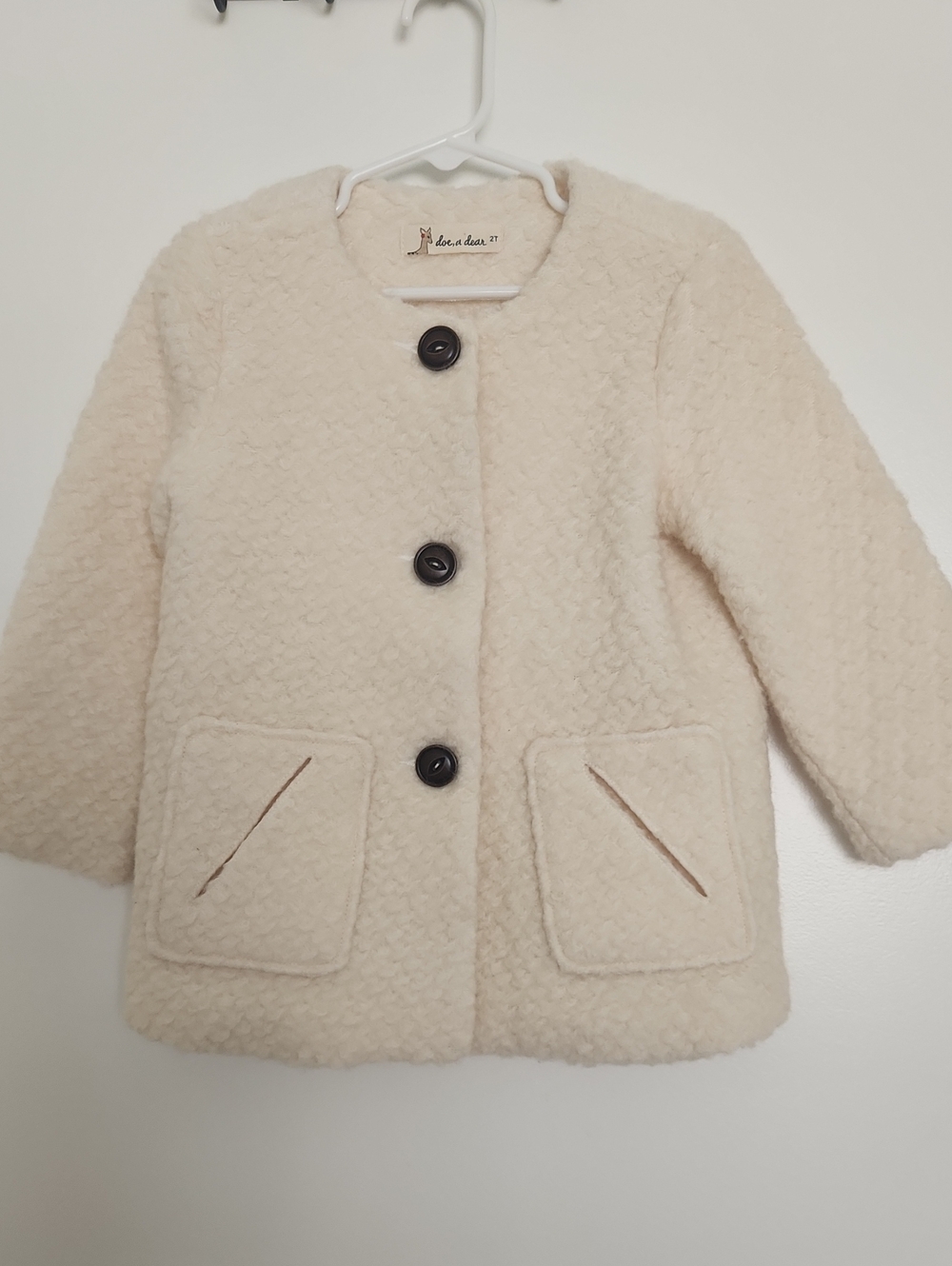Kids Cream Pea Coat by Lou Lou & Company